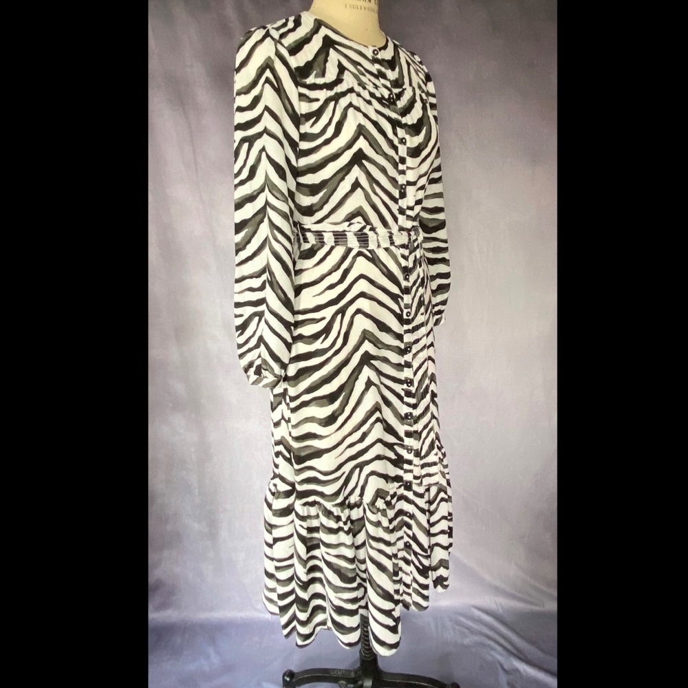 Banana Republic Zebra Print Midi Shirt Dress